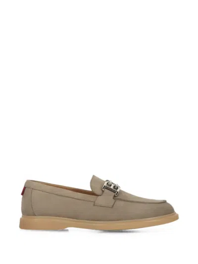 Bally Logo-plaque Leather Loafers In Neutral