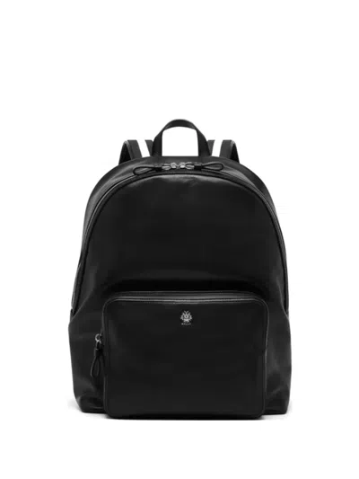 Bally Logo-plaque Striped-strap Backpack In Black