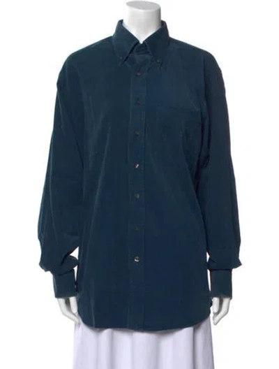 Pre-owned Bally Long Sleeve Button-up Top In Blue