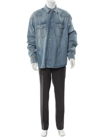 Pre-owned Bally Long Sleeve Denim Shirt In Blue