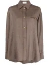 Bally Camicia In Misto Lana Stretch Ricamata Donna In Brown