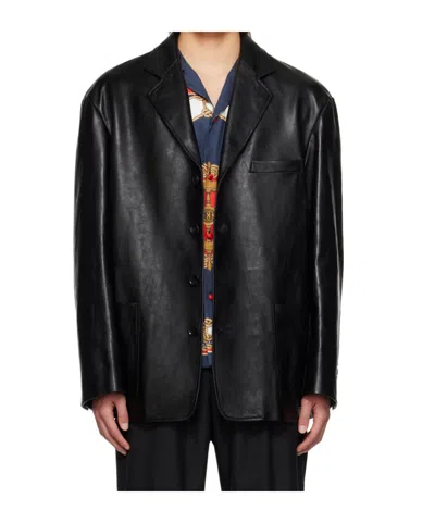 Bally Long Sleeve Leather Jacket In Black