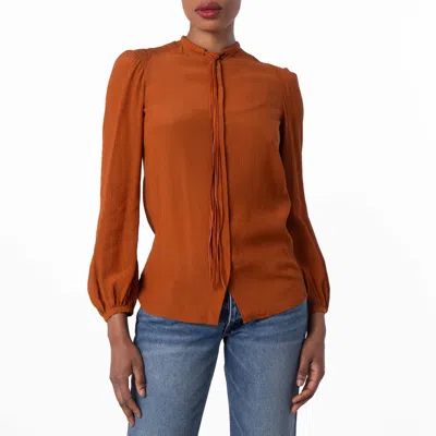 Bally Long Sleeve Viscose Blouse In Orange