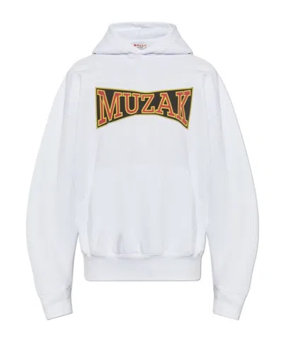 Bally Long-sleeved Hooded Hoodie In White