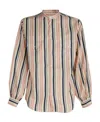 Bally Silk Shirt With Mandarin Collar And Pockets In Nude
