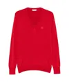 Bally Ribbed V-neck Sweater With Long Sleeves In Red