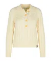 Bally Merino Wool Cable Knit Sweater Collared In Yellow
