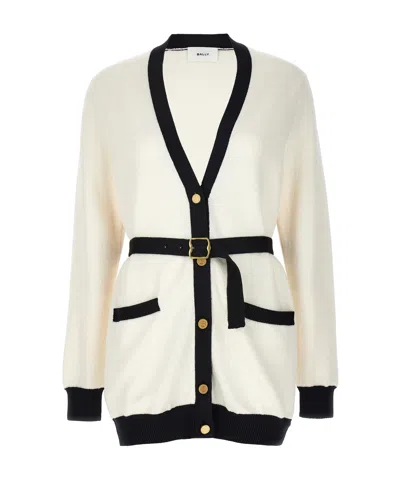 BALLY LONG-SLEEVED V-NECK KNITTED CARDIGAN