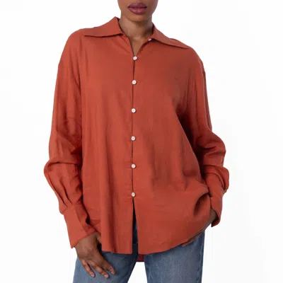 Bally Long-sleeved Relaxed Linen-blend Shirt In Brown