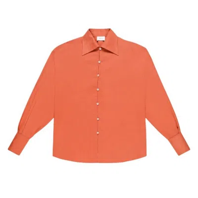 Bally Long-sleeved Relaxed Linen-blend Shirt In Orange