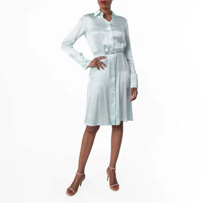 Bally Long-sleeved Silk Shirt Dress In Blue