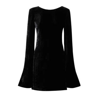 Bally Long-sleeved Velvet Mini Dress In Black