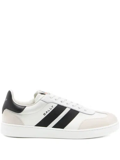 Bally Leather Sneakers With Contrast Heel Tab In White