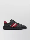 Bally Low-top Leather Sneakers With Stripe And Perforations In Black