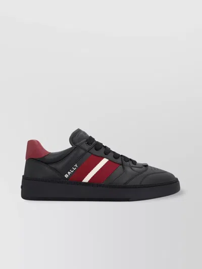 Bally Low-top Leather Sneakers With Stripe And Perforations In Black