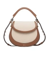Bally Lune Crossbody Bag In Natural Canvas And Brown Leather In Sand