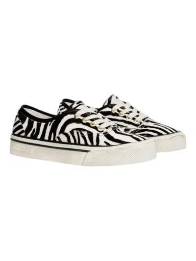 Bally Lyder 6304704 Men's White & Black Haircalf Leather Sneakers In Multi