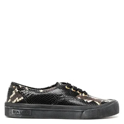 Bally Lyder Snakeskin-effect Low-top Sneakers In Black