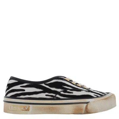 Bally Lyder Zebra Print Hair Calf Sneakers In Multi