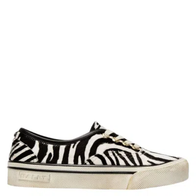 Bally Lyder Zebra Print Hair Calf Sneakers In White