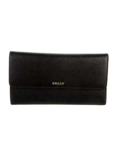 Pre-owned Bally Mabin Leather Trifold Wallet In Black