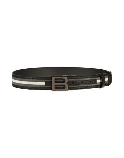 Bally Man Belt Black Size 42 Leather, Textile Fibers In Multi