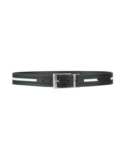 Bally Man Belt Dark Green Size 42 Leather, Textile Fibers