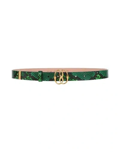 Bally Man Belt Green Size 36 Leather In Pattern