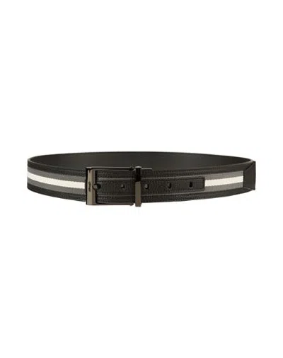 Bally Man Belt Grey Size 42 Leather, Textile Fibers In Black