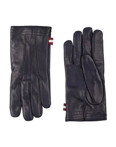 Bally Man Gloves Midnight Blue Size 10 Lambskin In Black