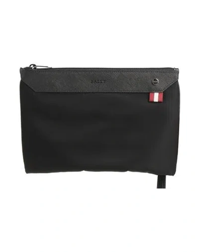 Bally Man Handbag Black Size - Leather, Textile Fibers In Metallic