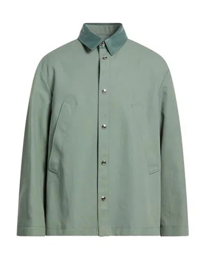 Bally Man Jacket Sage Green Size 42 Cotton, Lambskin