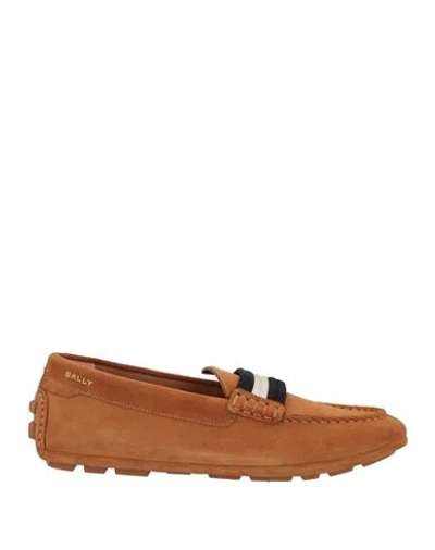 Bally Man Loafers Camel Size 9 Calfskin In Beige