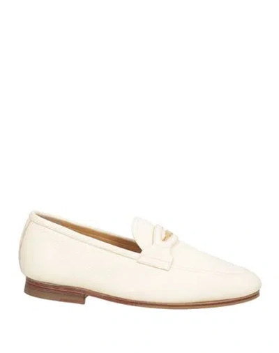 Bally Man Loafers Cream Size 8 Goat Skin In White