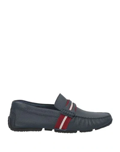 Bally Man Loafers Midnight Blue Size 7.5 Bovine Leather In Blue