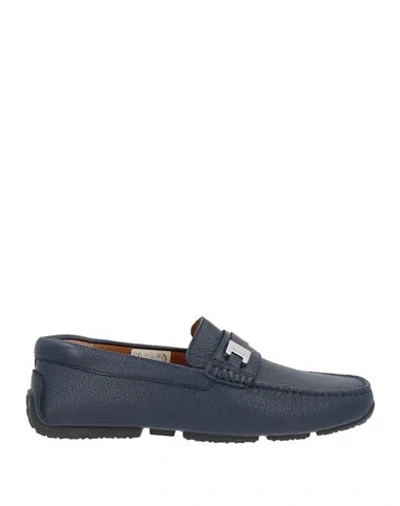 Bally Man Loafers Navy Size 10 Leather In Blue