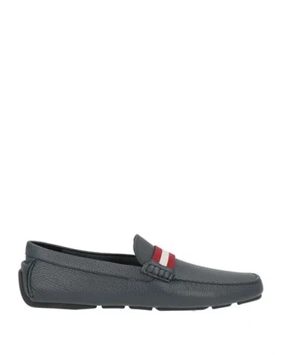Bally Man Loafers Navy Size 12 Calfskin In Gray