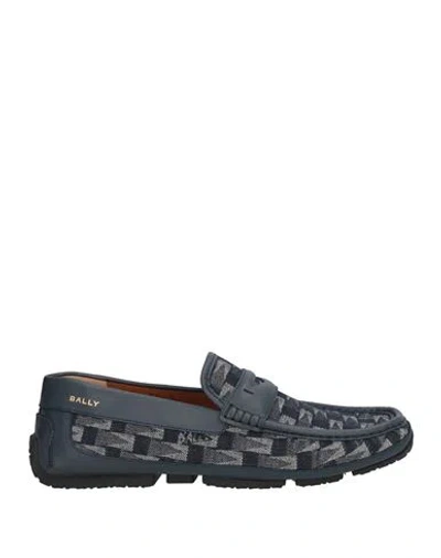 Bally Man Loafers Navy Size 9 Leather, Cotton