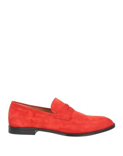 Bally Man Loafers Orange Size 8 Calfskin In Red