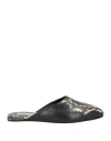 Bally Man Mules & Clogs Black Size 9 Goat Skin In Animal Print