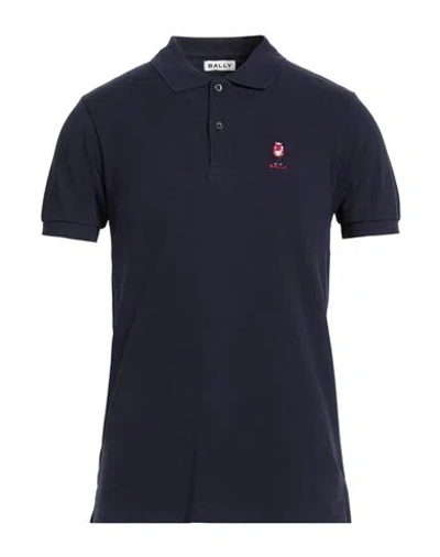 Bally Man Polo Shirt Midnight Blue Size 36 Organic Cotton In Black