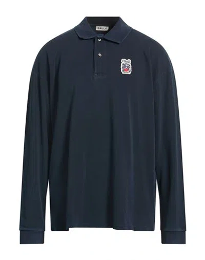 Bally Man Polo Shirt Navy Size 40 Cotton In Blue