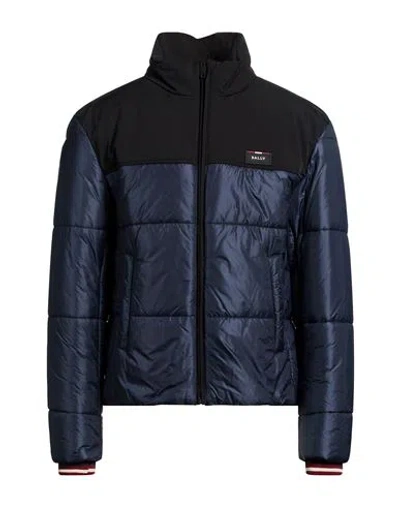 Bally Man Puffer Navy Size 46 Nylon, Recycled Nylon, Elastane, Recycled Polyester, Polyamide In Blue