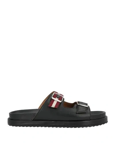 Bally Man Sandals Black Size 9 Leather, Synthetic Material