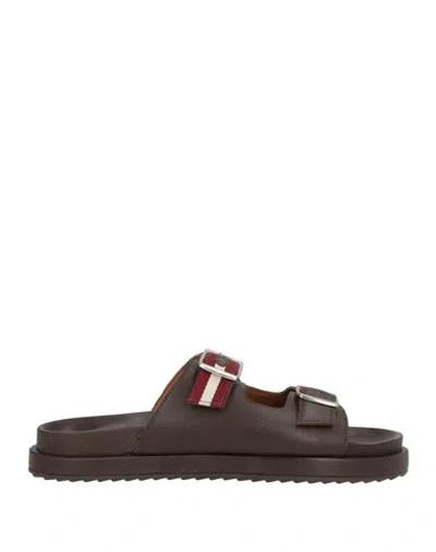 Bally Man Sandals Brown Size 9 Leather, Synthetic Material