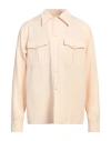 Bally Man Shirt Apricot Size 44 Polyester, Virgin Wool In Orange