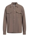 Bally Man Shirt Khaki Size 38 Polyester, Virgin Wool In Beige