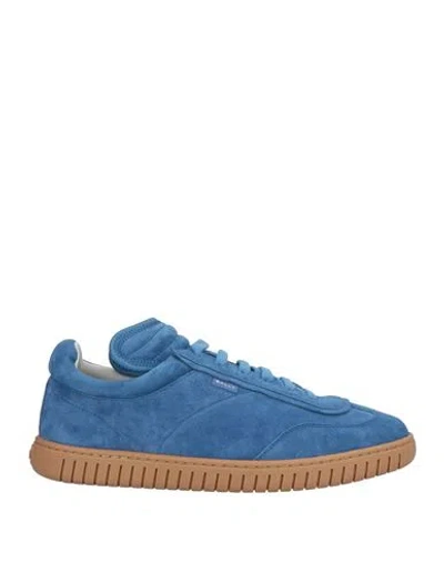 Bally Man Sneakers Blue Size 9 Calfskin In Animal Print