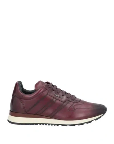 Bally Man Sneakers Burgundy Size 7 Calfskin In Brown