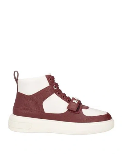 Bally Man Sneakers Burgundy Size 8.5 Cow Leather In Multi
